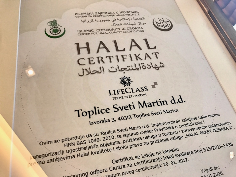 Halal Certifikat - Terme Sveti Martin 201722